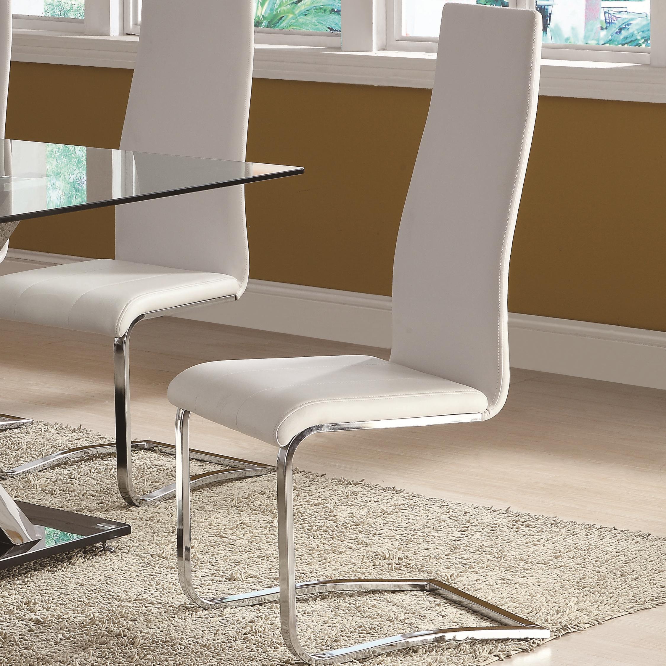 White leather chrome dining outlet chairs